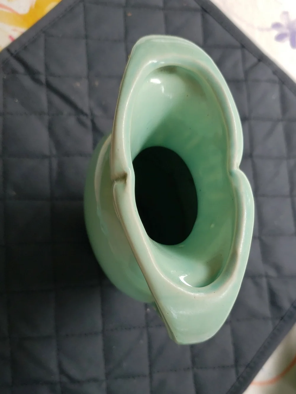 Seafoam Green Ceramic Double-Handled Vase - MCM